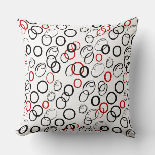 Black and Red Abstract Circle Pattern Cushion