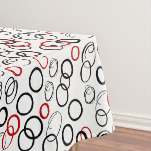 Black and Red Abstract Circle Pattern Tablecloth