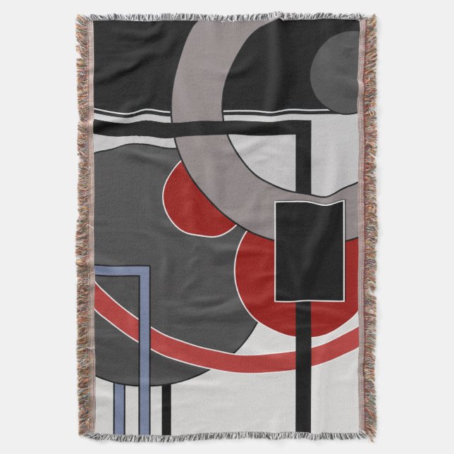 Black and red, abstract, painting, geometric  throw blanket (Front Vertical)