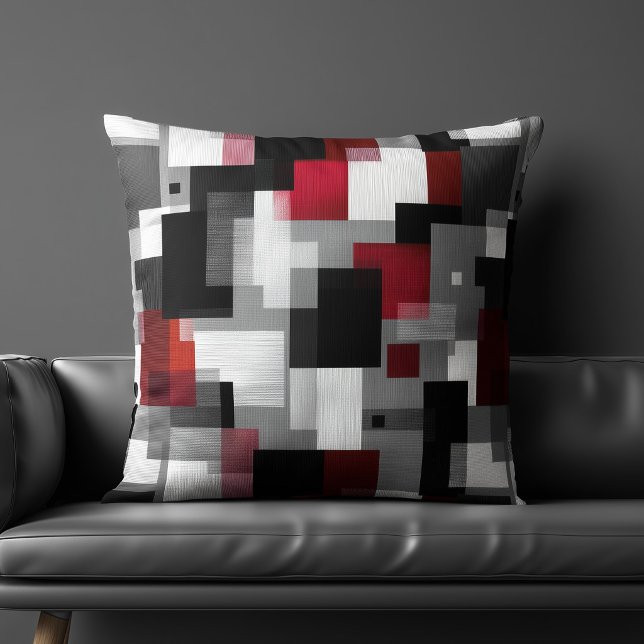 Black and Red Abstract Pattern Cushion (Creator Uploaded)