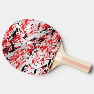 Black and Red Abstract Splash and Drip Ping Pong Paddle