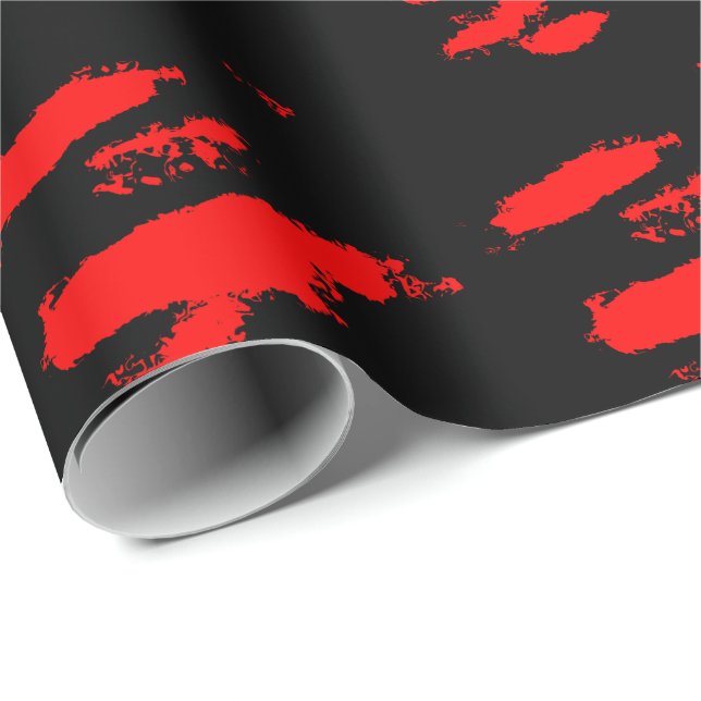 Black and Red Abstract Wrapping Paper (Roll Corner)