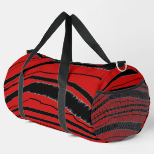 Black And Red Animal Print  Duffle Bag