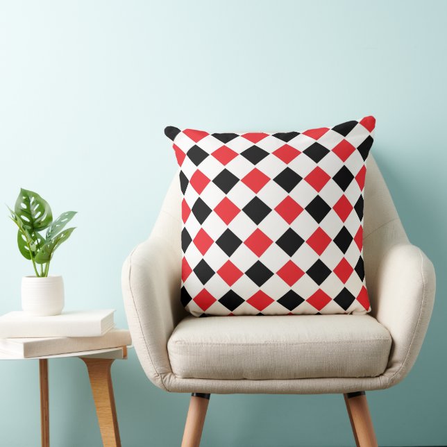 Black and Red Argyle Pattern Cushion (Chair)