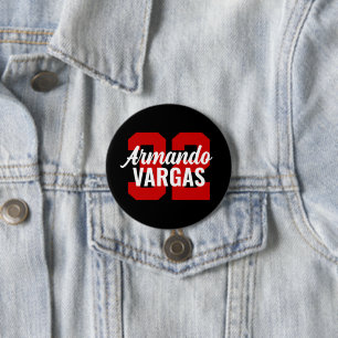 Black and Red Athlete Jersey Number 7.5 Cm Round Badge
