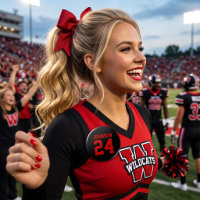 Black and Red Athlete Name Jersey Number