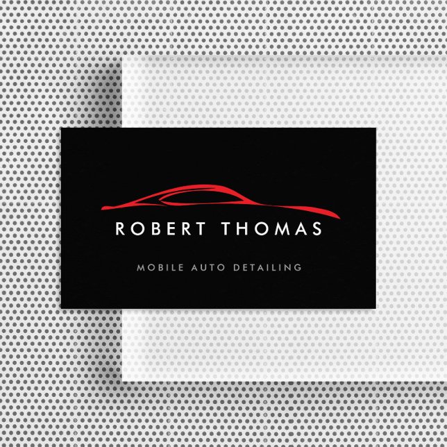 Black and Red Auto Detailing, Auto Repair Business Card (Creator Uploaded)
