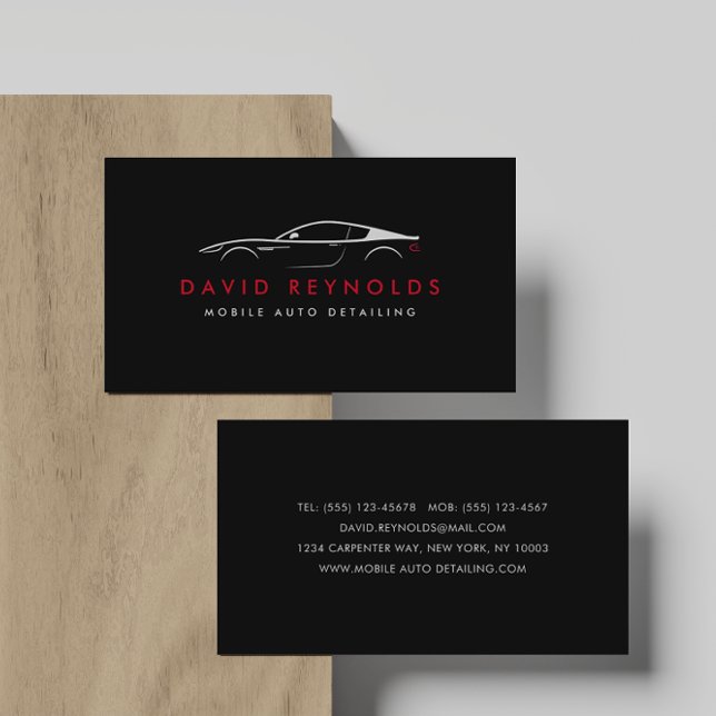Black and Red Auto Detailing, Auto Repair Business Card (Creator Uploaded)
