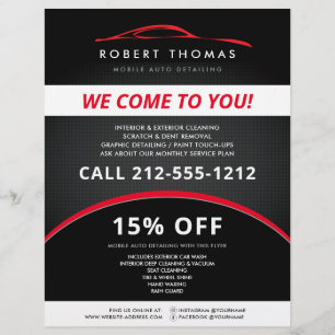 Black and Red Auto Detailing, Car Wash Flyer
