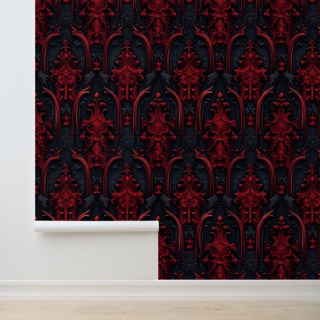 Black and Red Baroque Gothic Halloween Wallpaper  (Application)