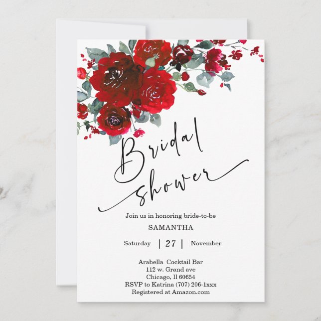  Black and Red Bridal Shower Invitation (Front)