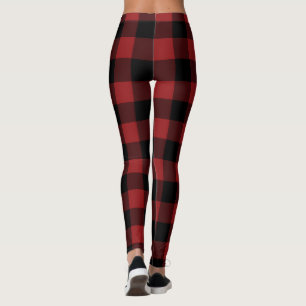 Black and Red Buffalo Check Leggings