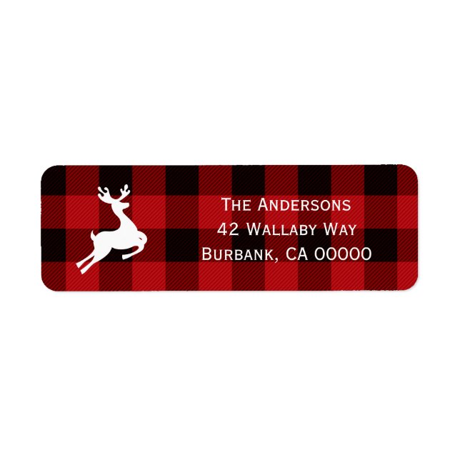 Black and Red Buffalo Plaid Address Label (Front)