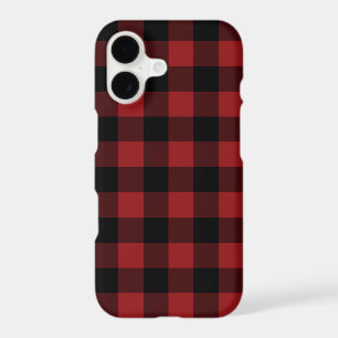 Black and Red Buffalo Plaid Check iPhone Case