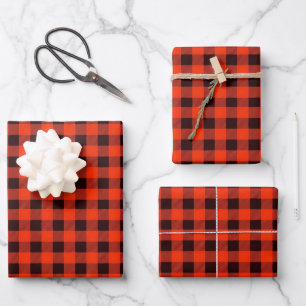 Black and Red Buffalo Plaid Gift Wrapping Paper Sheet