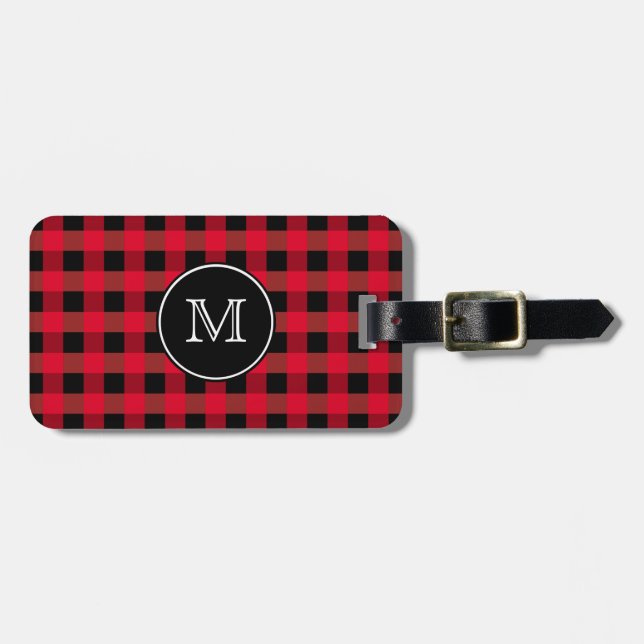 Black And Red Buffalo Plaid Luggage Tag (Front Horizontal)