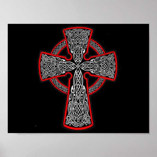 Black and red Celtic cross Poster (Front)