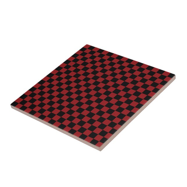 Black and Red Check Ceramic Tile (Side)
