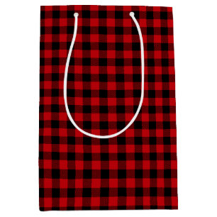 Black and Red Check Pattern Medium Gift Bag