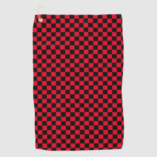 Black and Red Checkered checkerboard pattern Golf Towel