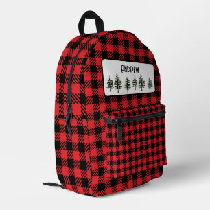 Black and Red Chequered Print Printed Backpack