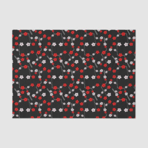 Black and Red Cherry Blossom Pattern Tissue Paper