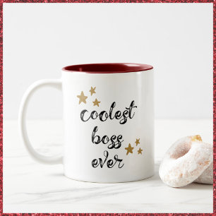 Black and Red Coolest Boss Ever Two-Tone Coffee M Mug