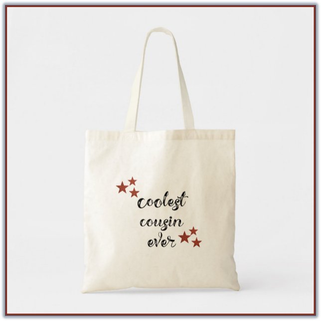 Black and Red Coolest Cousin Ever Tote Bag (Creator Uploaded)