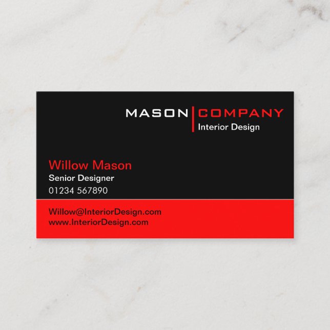 Black and Red Corporate Business Card (Front)