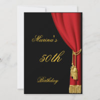 Black and red curtain Invitation any Birthday