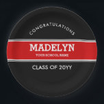 Black and Red Custom Graduation Paper Plate<br><div class="desc">Custom Black and Red Graduation Paper Plates.</div>