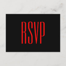 Black and Red Custom RSVP Damask Wedding V09