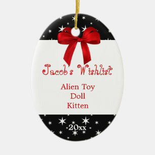 Black and Red Custom Wishlist Ornament