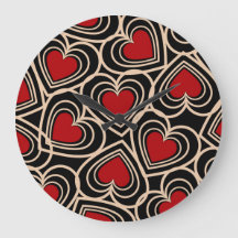 Black and Red Cute Simple Heart Pattern