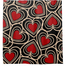 Black and Red Cute Simple Heart Pattern