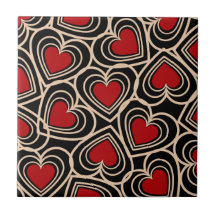 Black and Red Cute Simple Heart Pattern