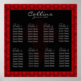 Black and Red Damask Seating Chart