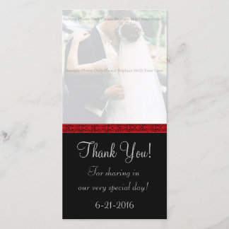 Black and Red Damask Thank You Card