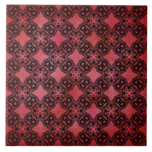 Black and Red Diamond Chains Pattern Tile