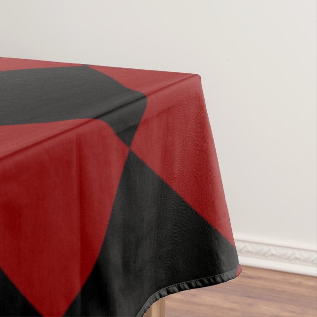 Black and Red Diamond Chequered Print Tablecloth (In Situ)