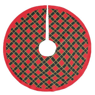 Black and Red Diamond Pattern Brushed Polyester Tree Skirt