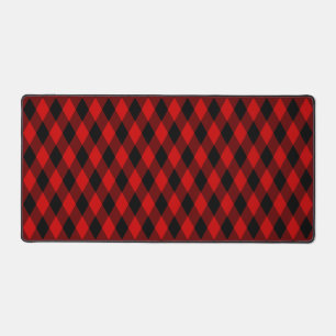 Black and Red Diamond Pattern  Desk Mat