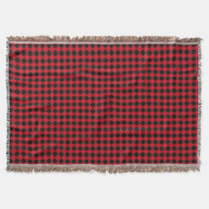 Black and red diamond pattern throw blanket