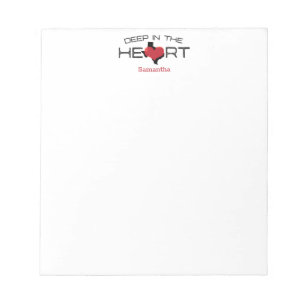 Black and Red Distressed Deep In the Heart Notepad