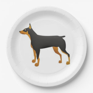 black and red dobie new toon paper plate