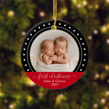 Black and Red Dots First Christmas