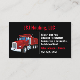 Black and Red Dump Truck Business Card