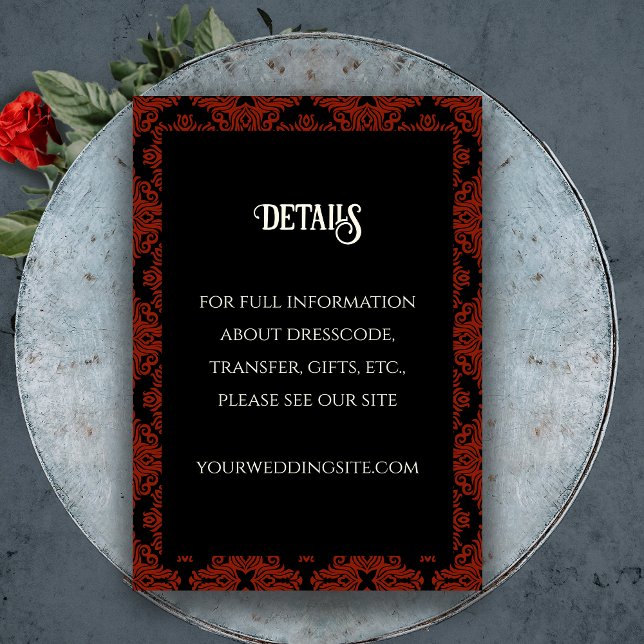 Black and Red Floral Gothic Dark Elegant Wedding Enclosure Card (Black and Red Floral Gothic Dark Elegant Wedding Enclosure Card)