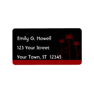 Black and Red Floral Label