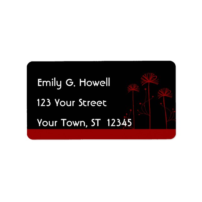 Black and Red Floral Label (Front)